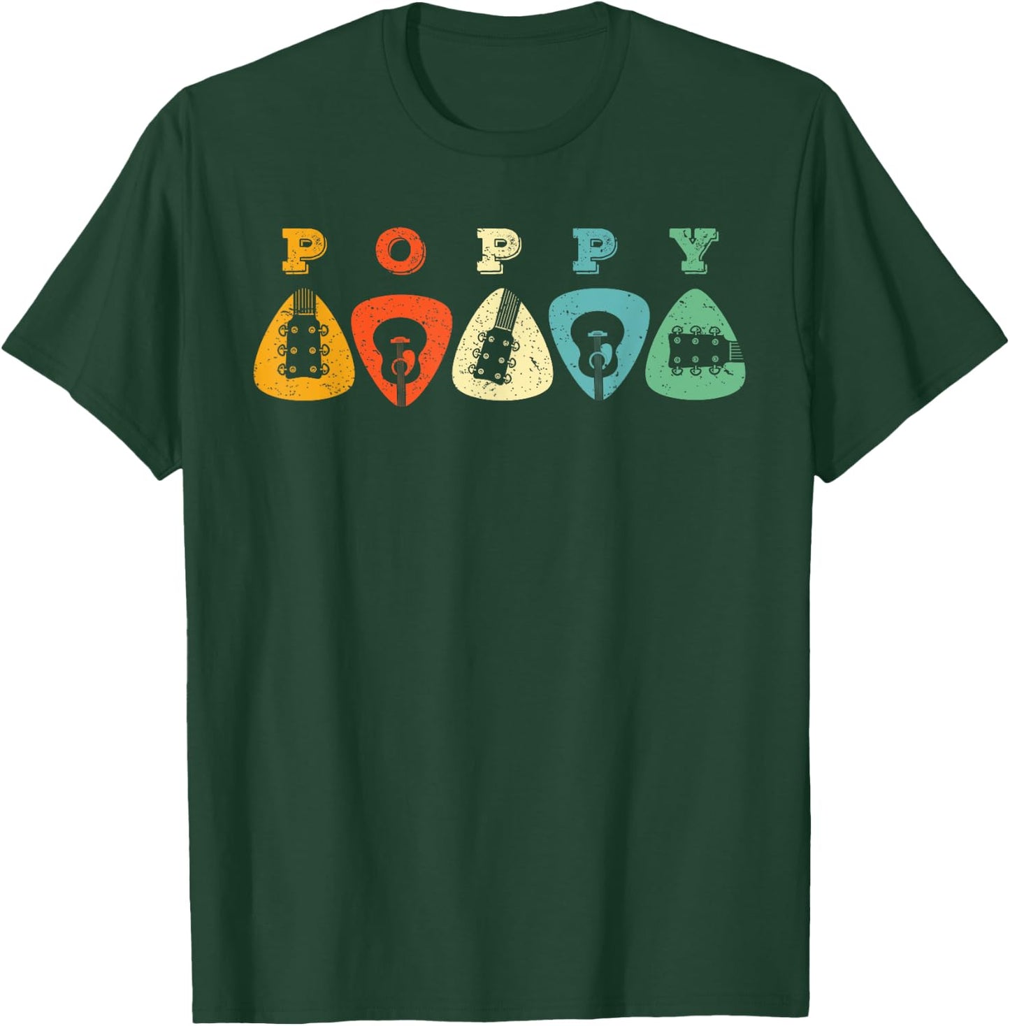 Poppy Guitar Pick Gift Grandpa Guitarist Retro Guitar Player T-Shirt - T-Shirt | Forest