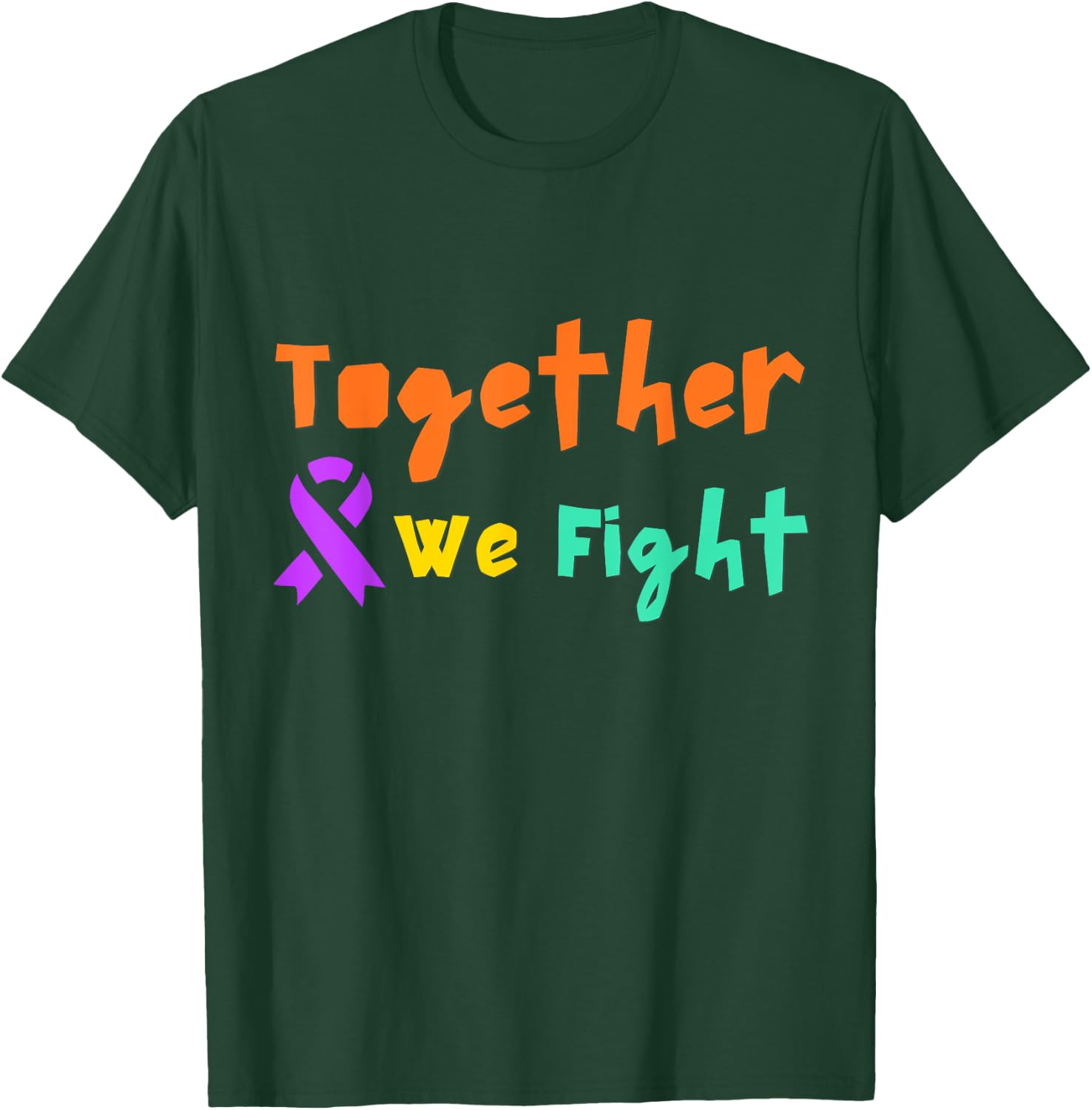 We Fight Together Cancer Awareness Purple Ribbon Friend Love T-Shirt - T-Shirt | Forest