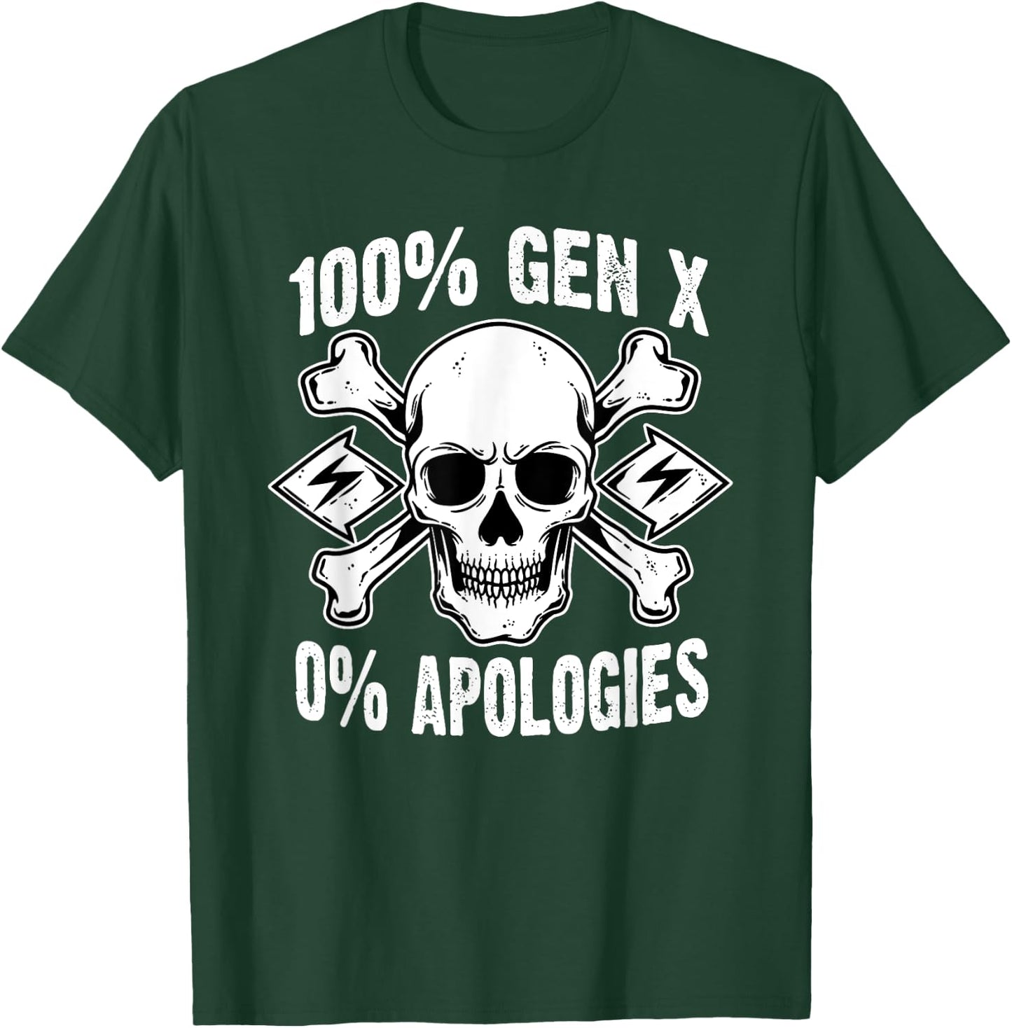 100% Gen X No Apologies Skull Birth Year Retro Generation X T-Shirt - T-Shirt | Forest