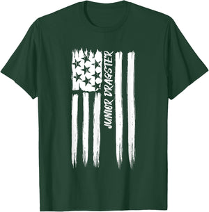 Junior Dragster Flag Racing Patriotic USA American Car Race T-Shirt - T-Shirt | Forest