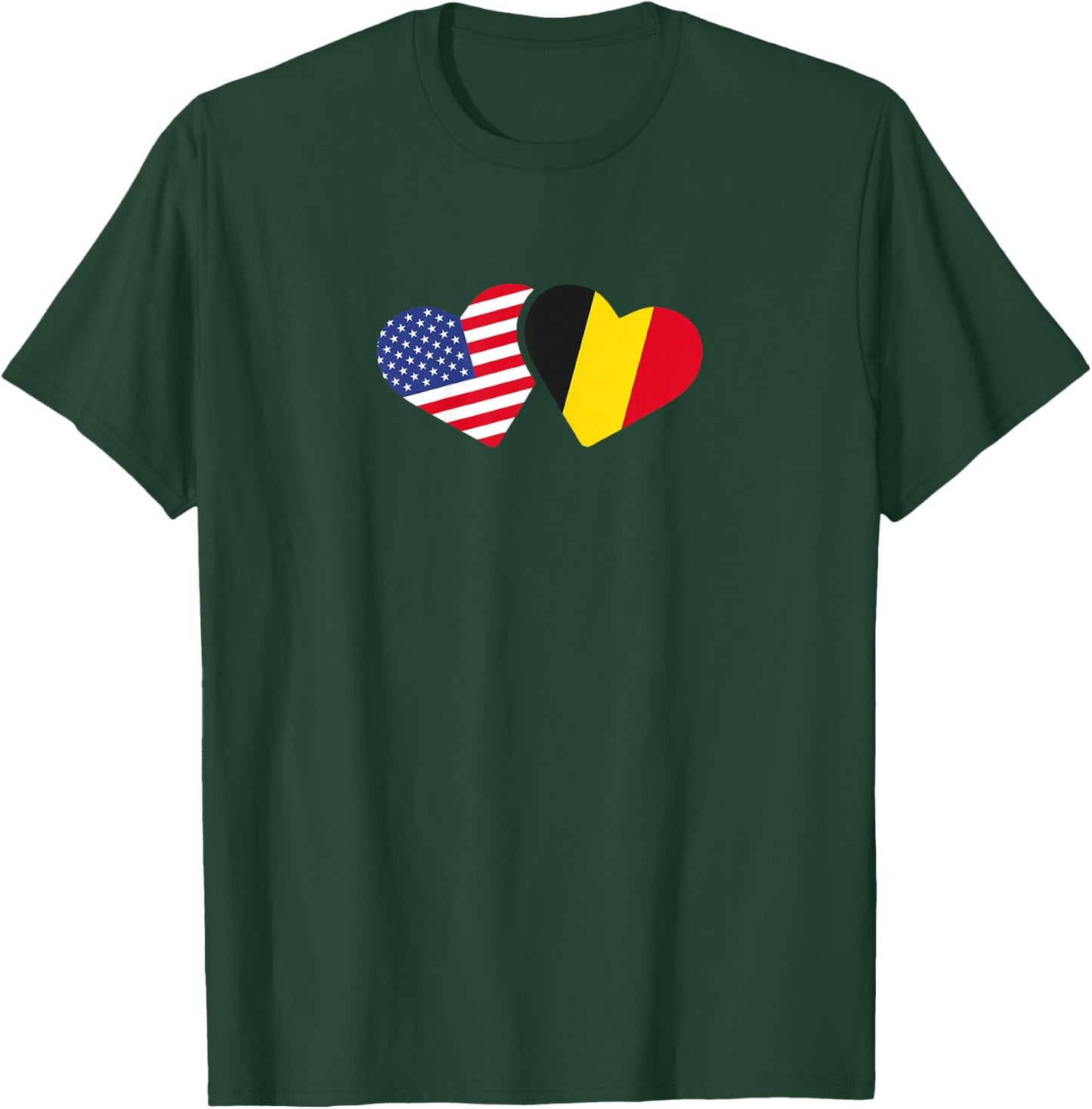 Belgium USA Flag T Shirt Heart Belgian Americans Love Cute T-Shirt - T-Shirt | Forest