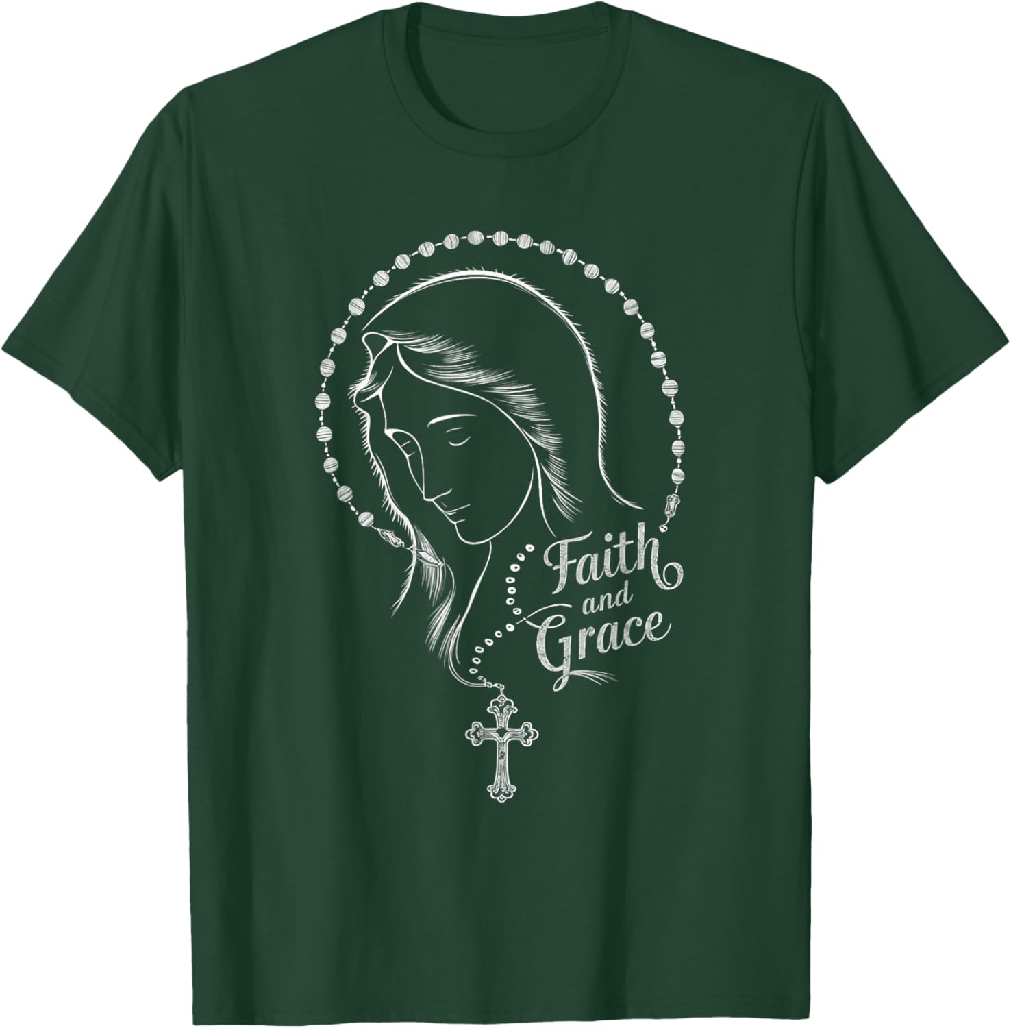 Sacred Holy Mary Mother Of God Rosary Faith And Grace T-Shirt - T-Shirt | Forest