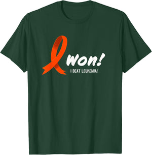 I Beat LEUKEMIA Shirt, I Won! Orange Ribbon For Survivors T-Shirt - T-Shirt | Forest