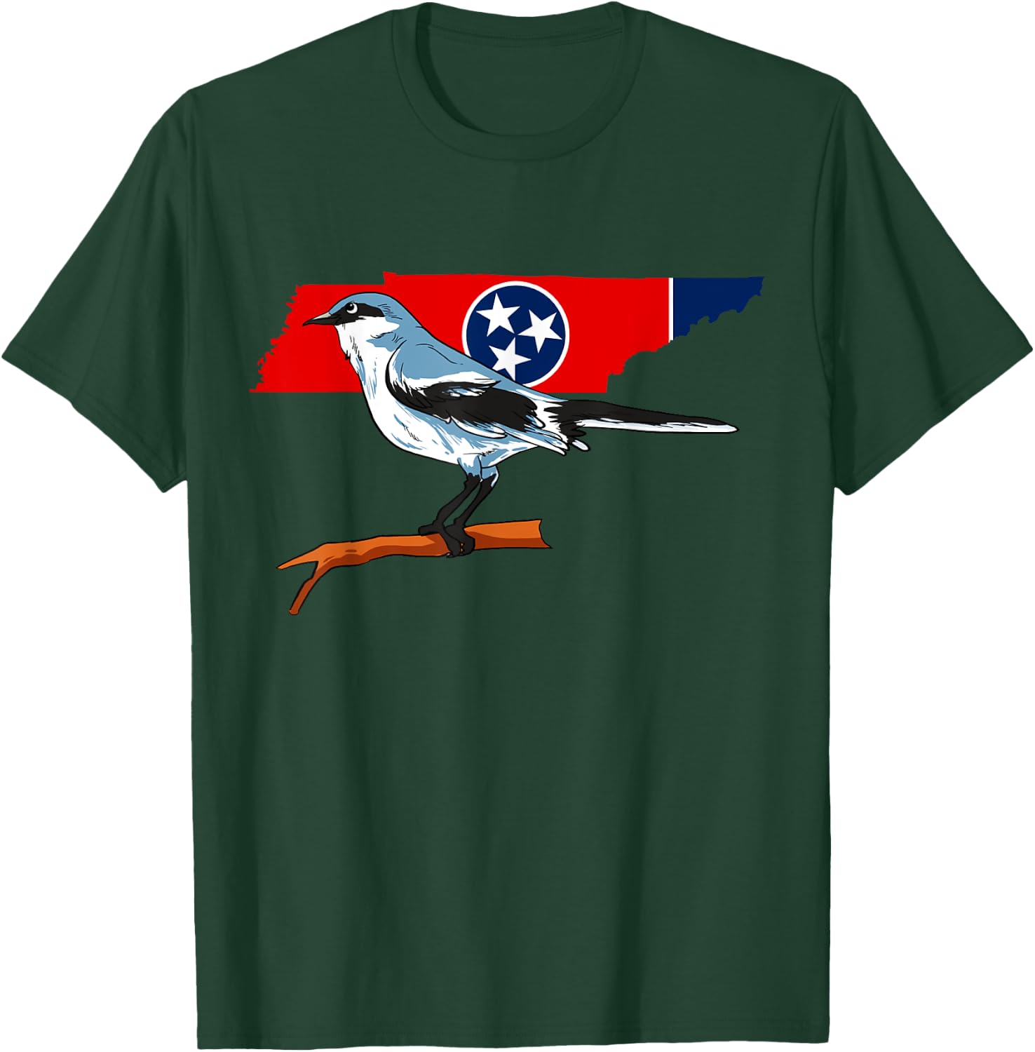 Tennessee Flag With Mockingbird US State Bird T-Shirt - T-Shirt | Forest