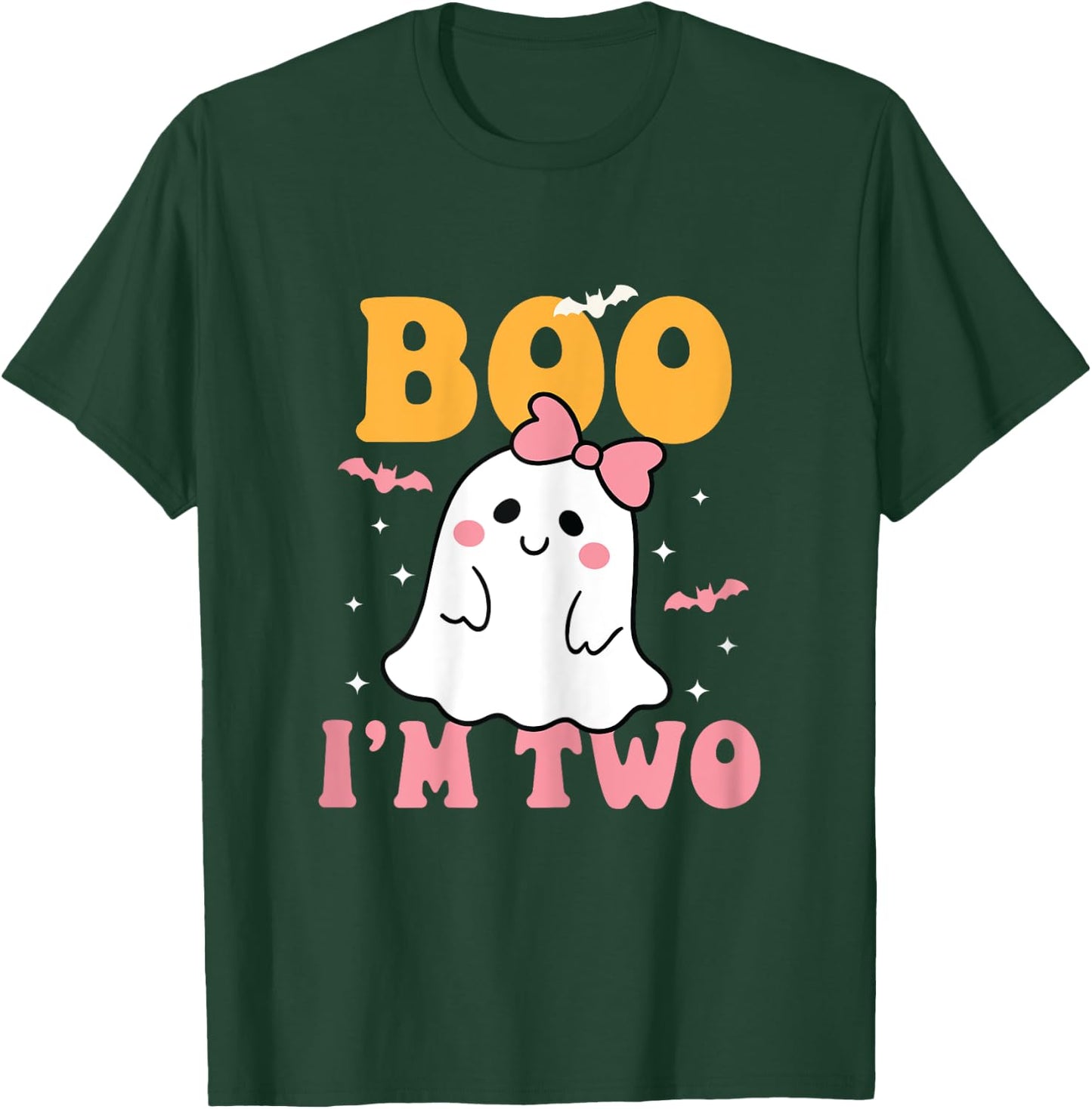 Boo I'm Two Cute Birthday Ghost Halloween 2 Years Old Girl T-Shirt - T-Shirt | Forest