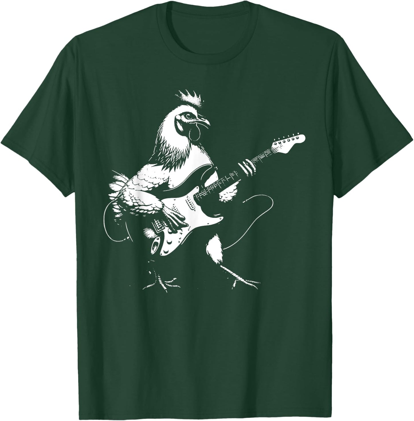 Chicken Playing Bass Guitar Shirt Men Animal Playing Guitar T-Shirt - T-Shirt | Forest