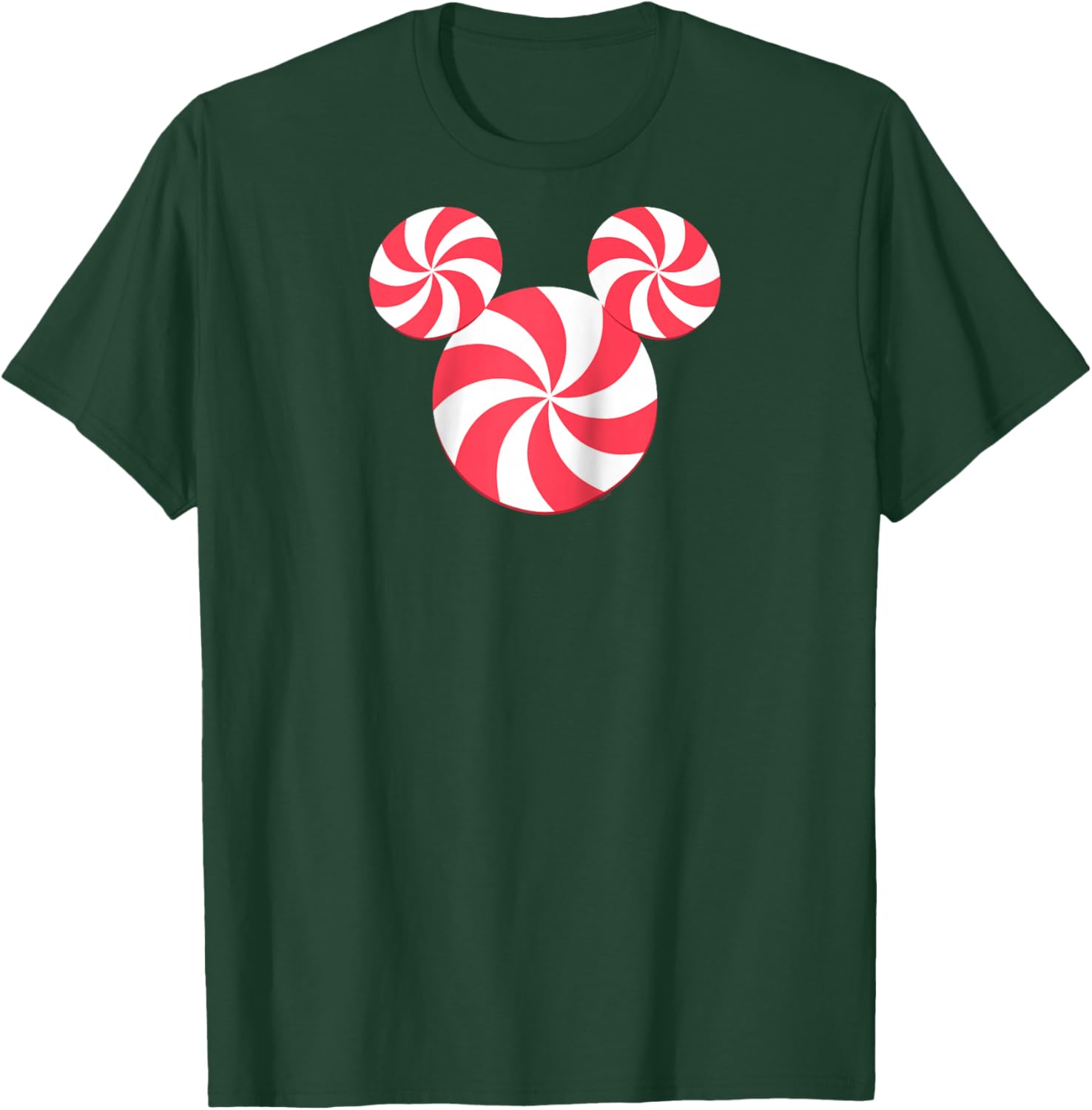 Disney Mickey Mouse Icon Christmas Peppermint Candy Holiday Raglan Baseball T-Shirt - T-Shirt | Forest