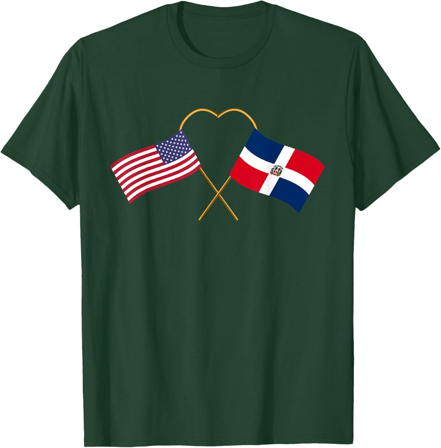 Dominican heritage USA Dom Rep American Flag Dominican Flag T-Shirt - T-Shirt | Forest