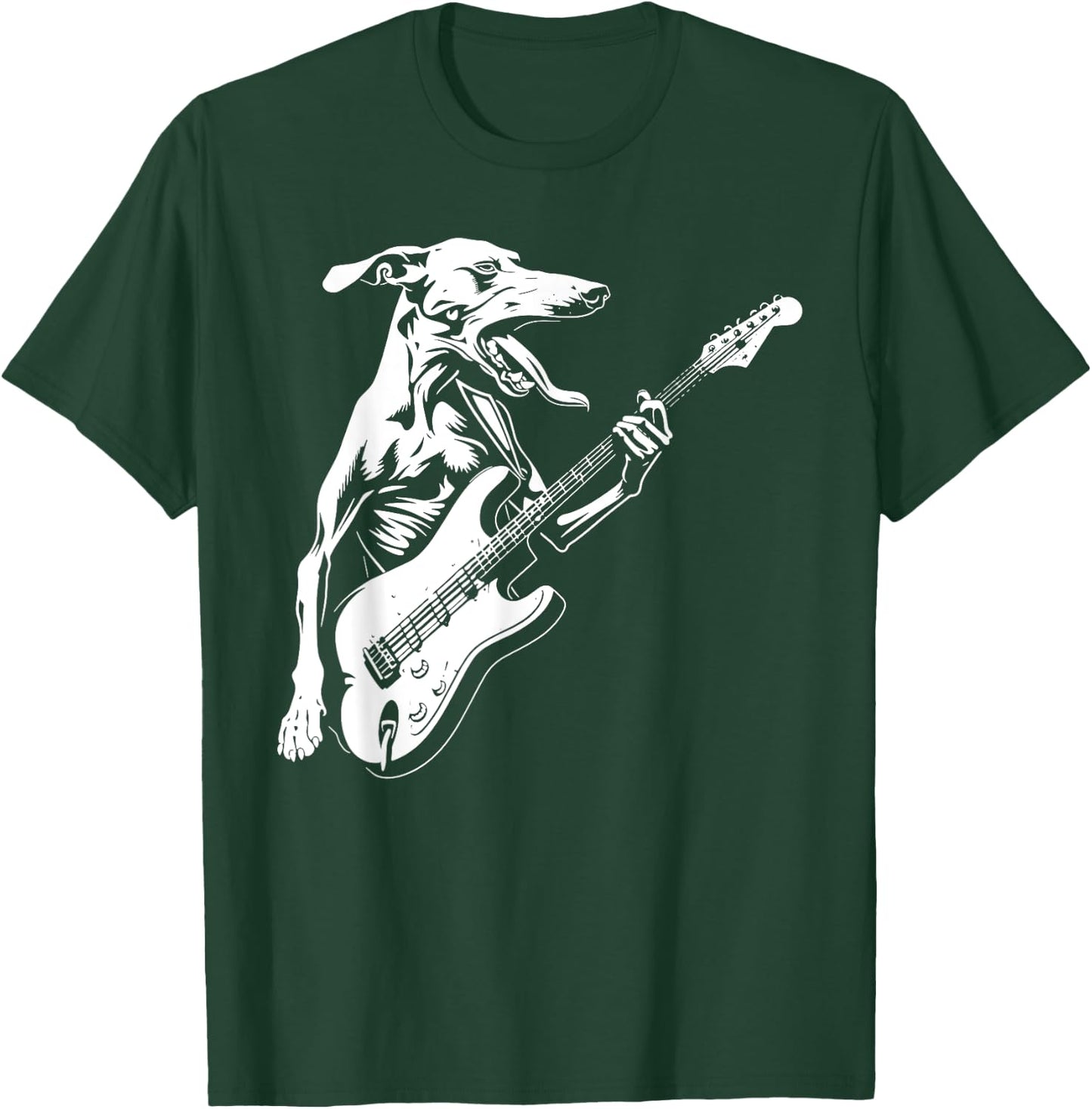 Dog Guitarist Guitar - Greyhound Dad Mom T-Shirt - T-Shirt | Forest