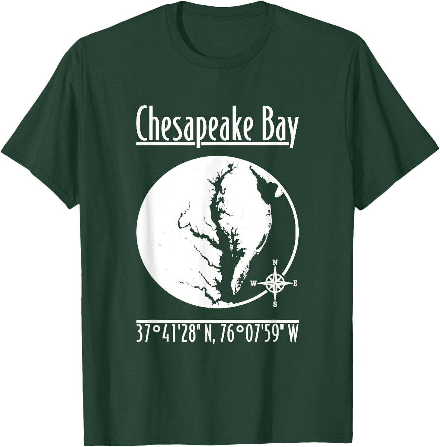 Designed by GeoGearCo Modern Chesapeake Bay Nature , Men's -Adults, Short Sleeve, Black, Small T-Shirt - T-Shirt | Forest