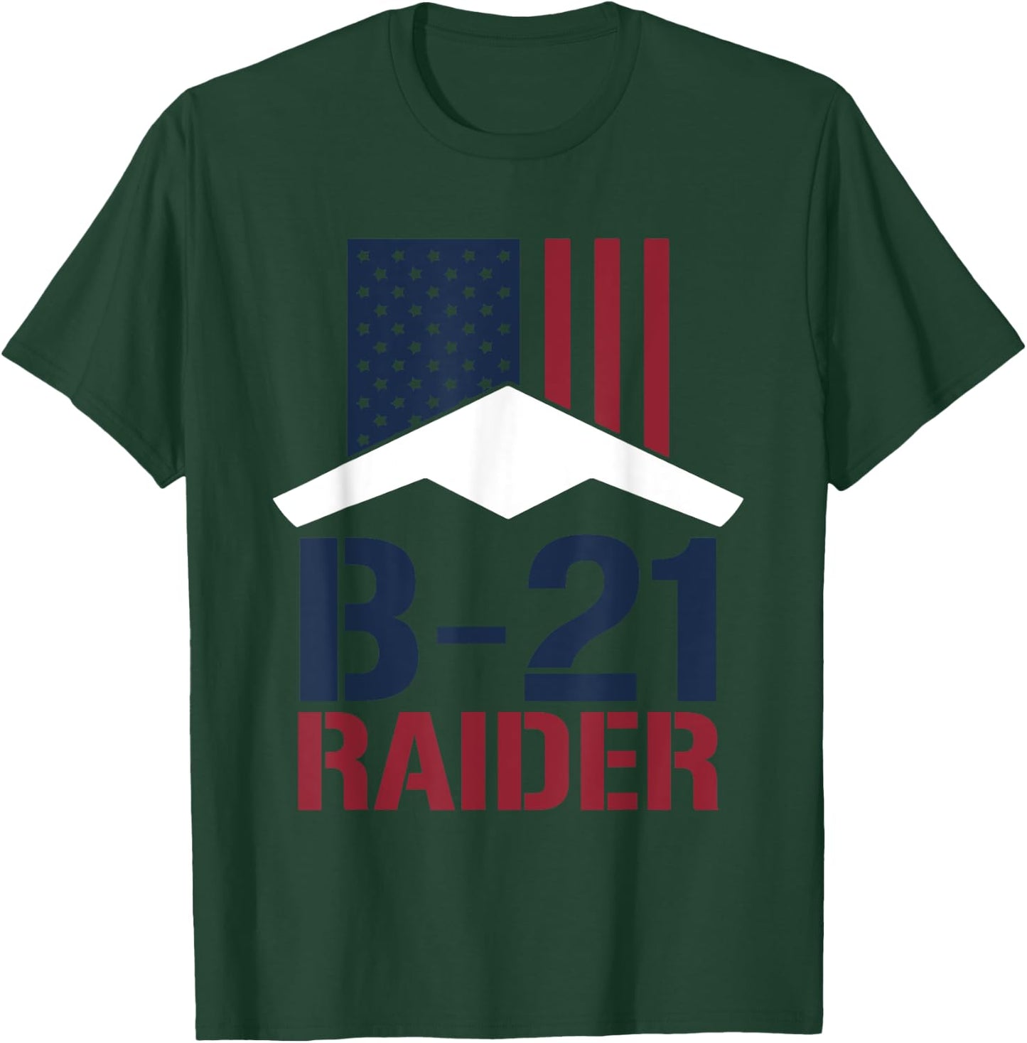 b21 raider Cool Airplane Aviation Lover USA Flag T-Shirt - T-Shirt | Forest