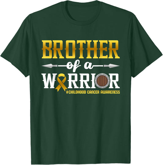 Brother Of A Warrior Childhood Cancer Awareness Ribbon T-Shirt - T-Shirt | Forest