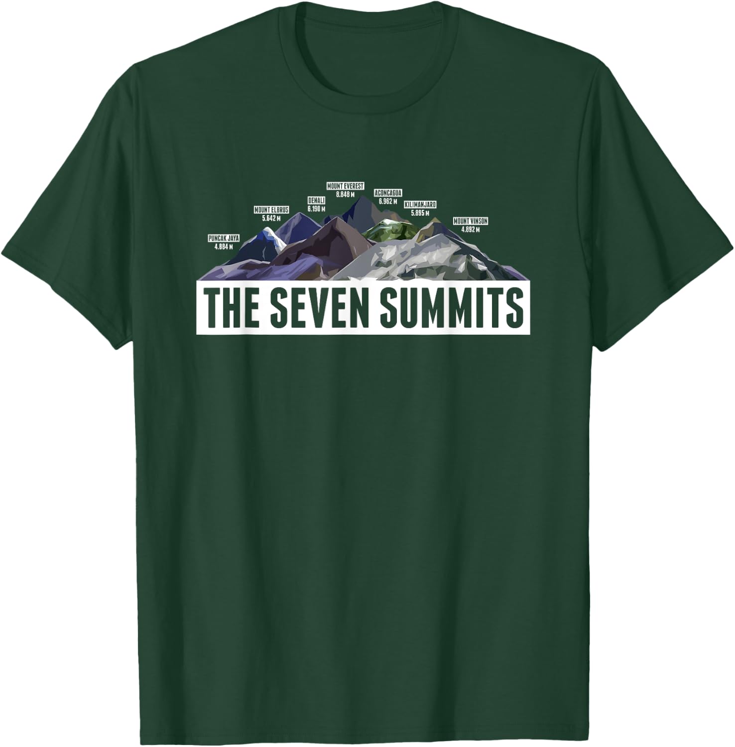 Seven Summits Mountaineering Climbing Hiking Gift T-Shirt - T-Shirt | Forest