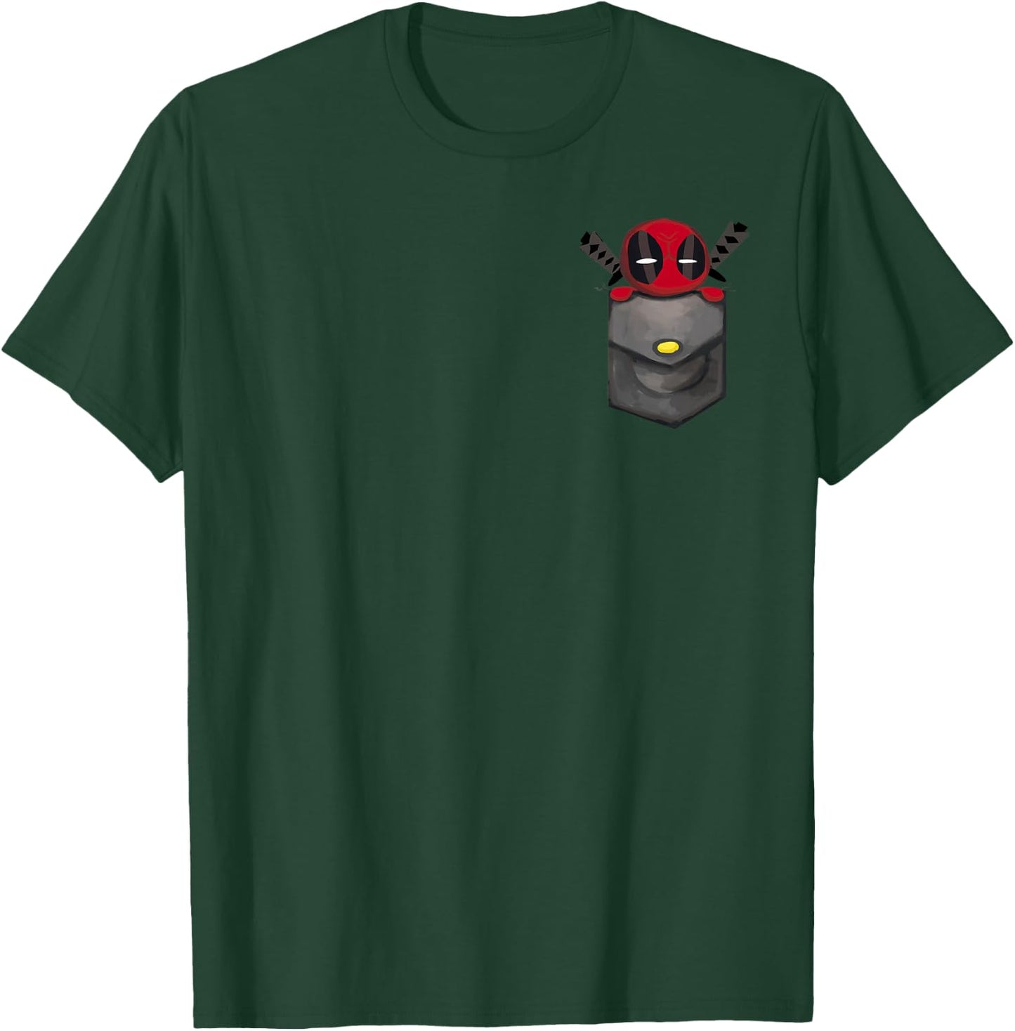 Marvel Deadpool Cute Comic Cartoon Faux Pocket Small T-Shirt - T-Shirt | Forest