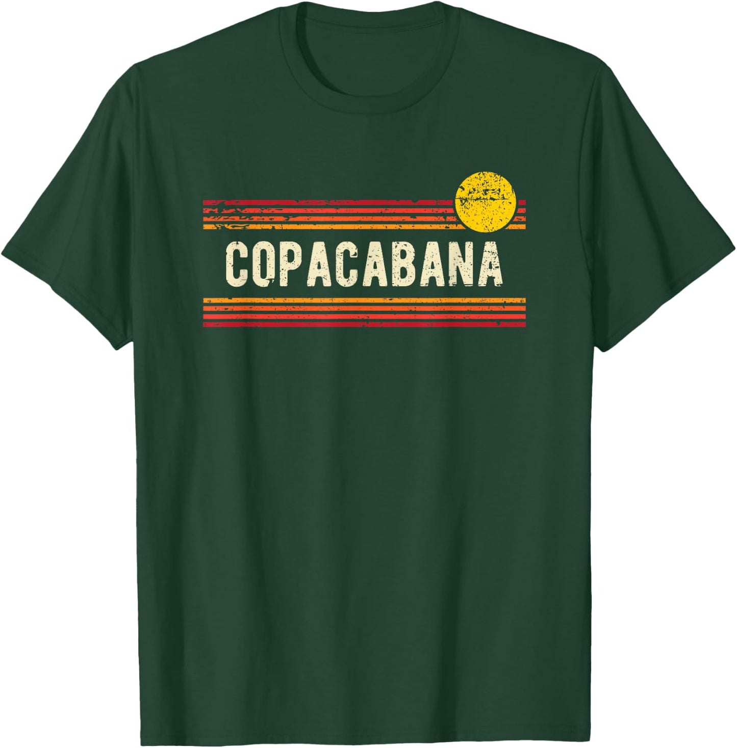 Copacabana Rio de Janeiro Retro Distressed Sunset Design T-Shirt - T-Shirt | Forest