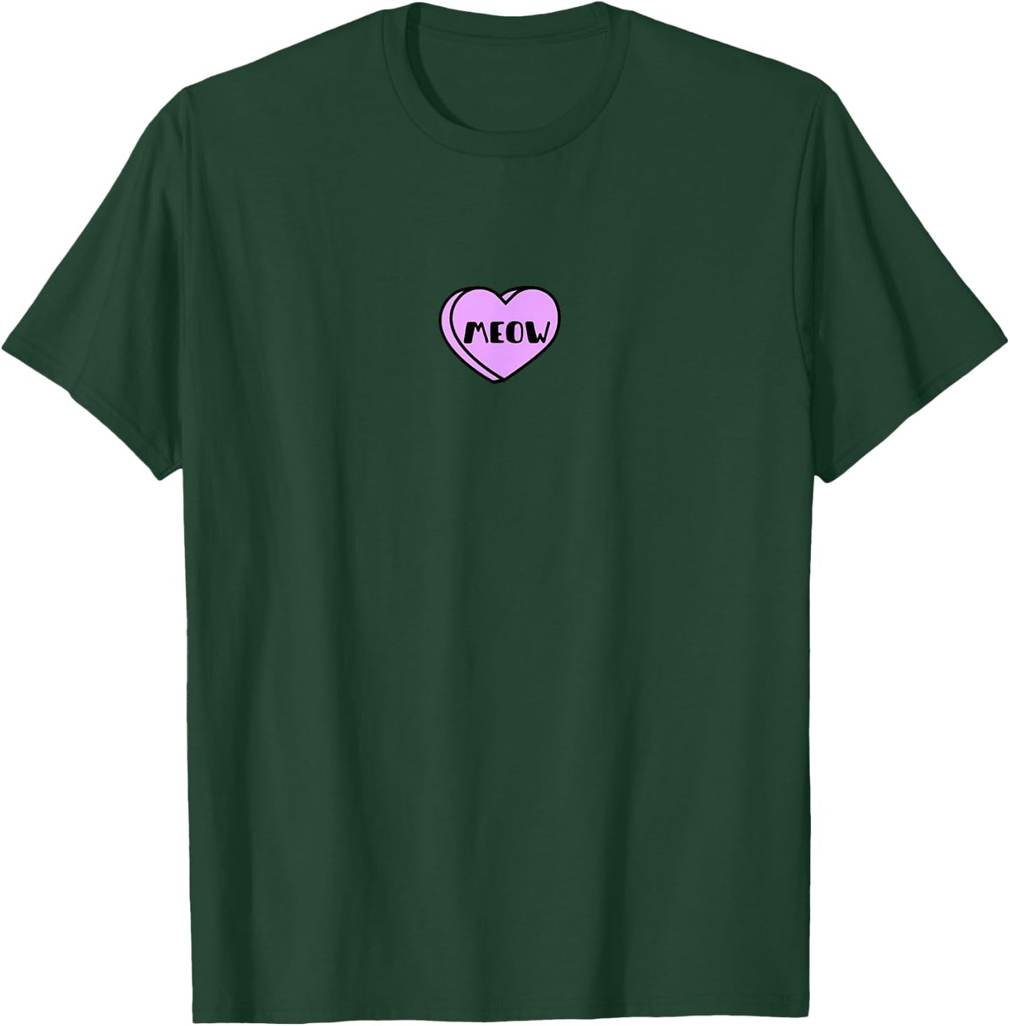 Meow Love Heart Valentines Candy Funny Word Cat Lover Lady T-Shirt - T-Shirt | Forest