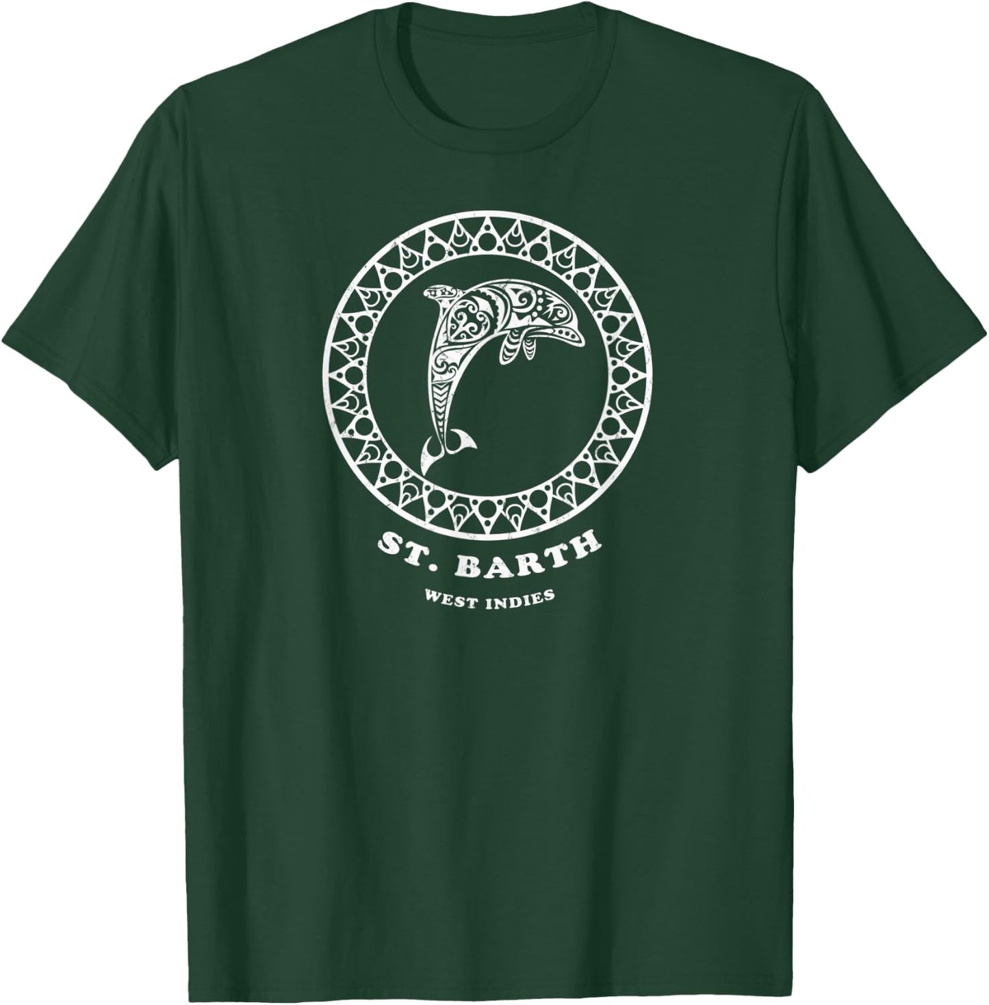 St. Barth, West Indies Vintage Tribal Dolphin Vacation T-Shirt - T-Shirt | Forest