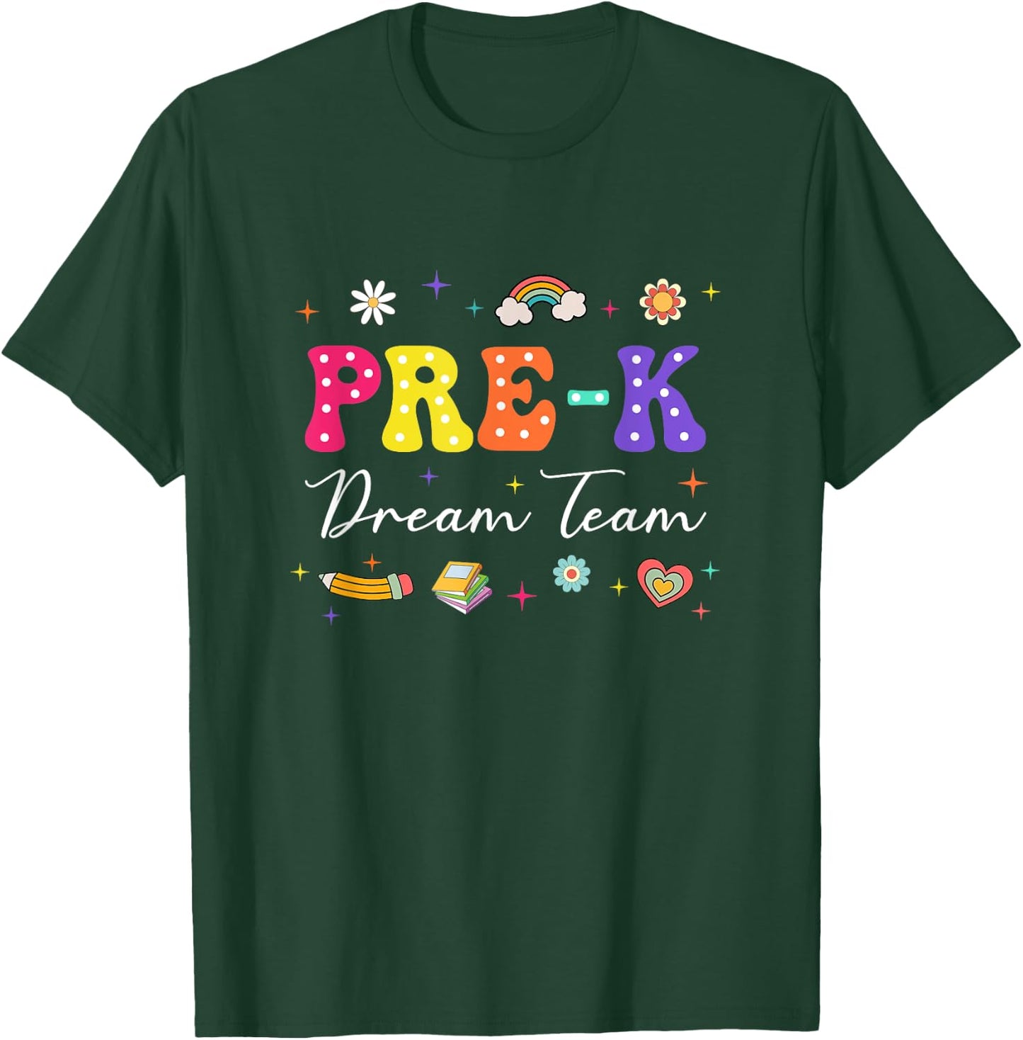 Groovy Pre-K Dream Team Back To School Teacher Kids T-Shirt - T-Shirt | Forest