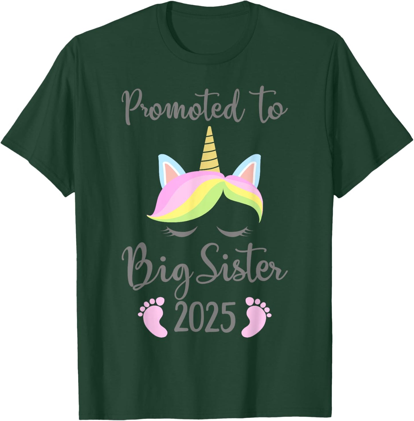 Promoted to big sister 2025 with unicorn for new baby shower T-Shirt - T-Shirt | Forest