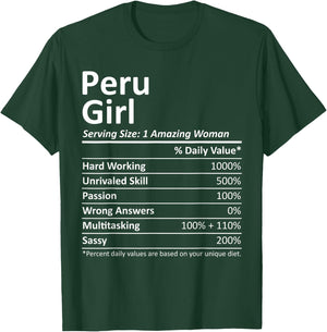 PERU GIRL IN INDIANA Funny City Home Roots USA Gift T-Shirt - T-Shirt | Forest