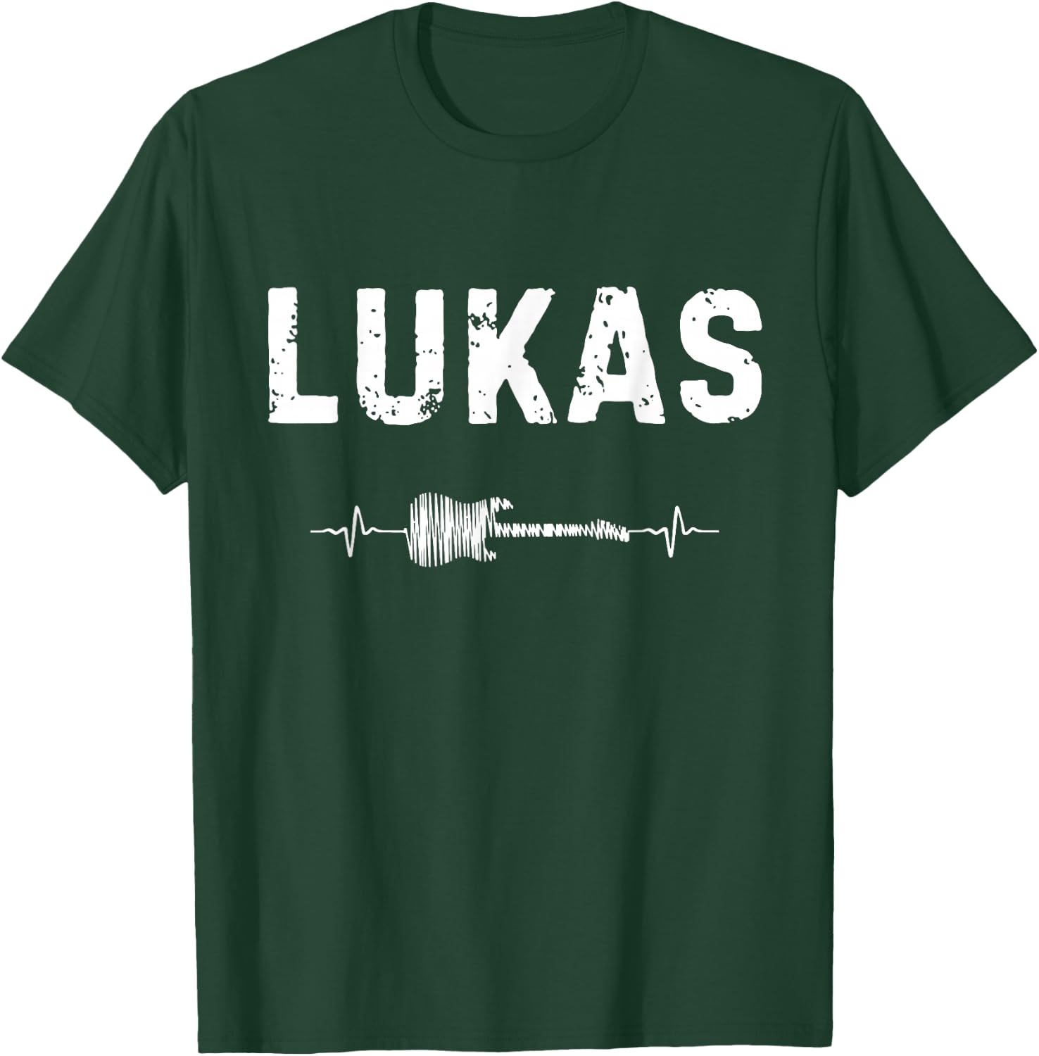 Lukas Guitar Heartbeat Music Guitarist Retro Vintage T-Shirt - T-Shirt | Forest