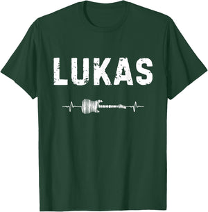 Lukas Guitar Heartbeat Music Guitarist Retro Vintage T-Shirt - T-Shirt | Forest