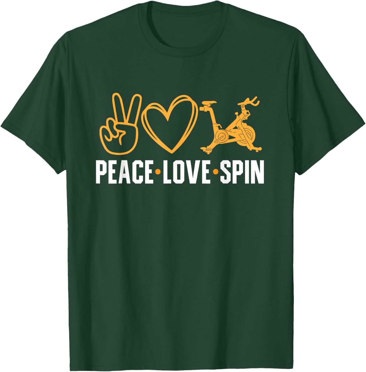 Indoor Cycling Spinning Peace Love Spin Class Workout T-Shirt - T-Shirt | Forest