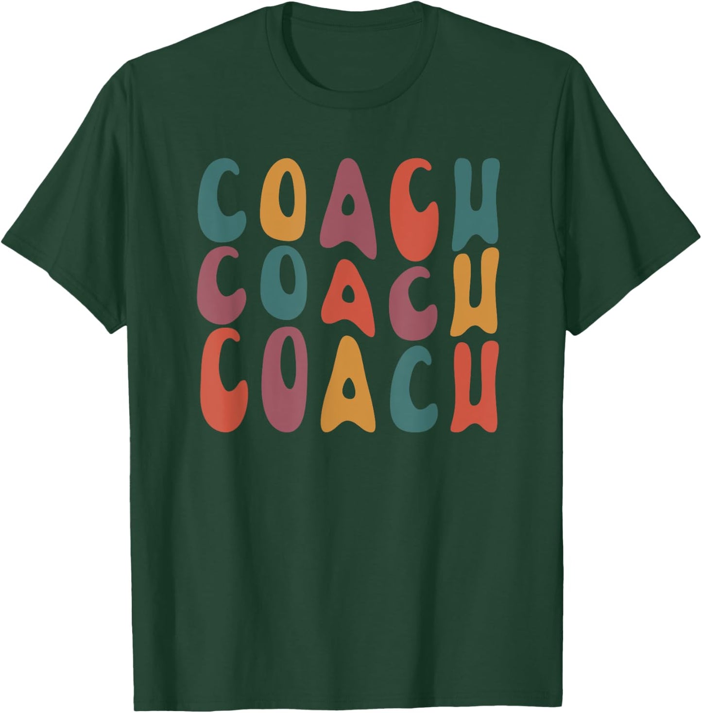 Coach Groovy Retro Colorful Design Coaching T-Shirt - T-Shirt | Forest
