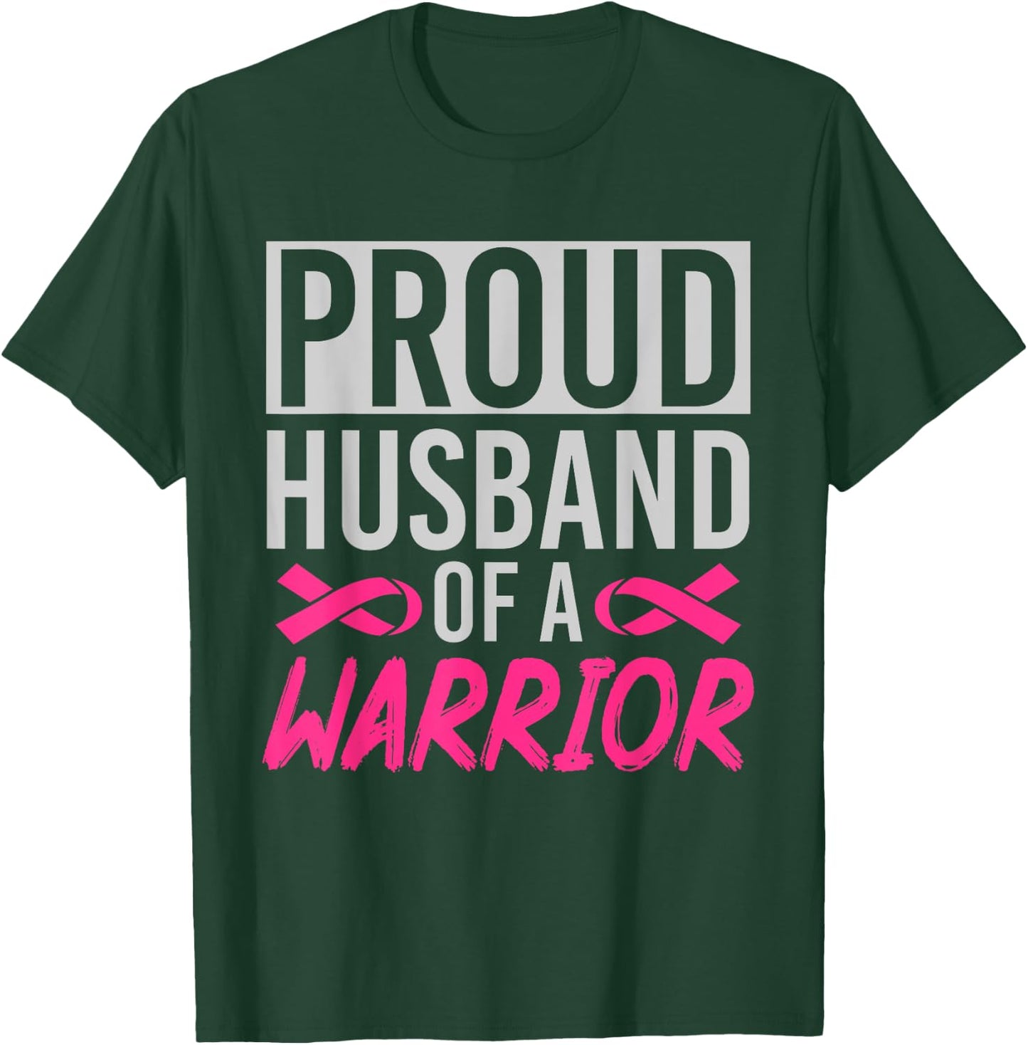 Supporter Husband Pink Ribbon Breast Cancer Awareness T-Shirt - T-Shirt | Forest