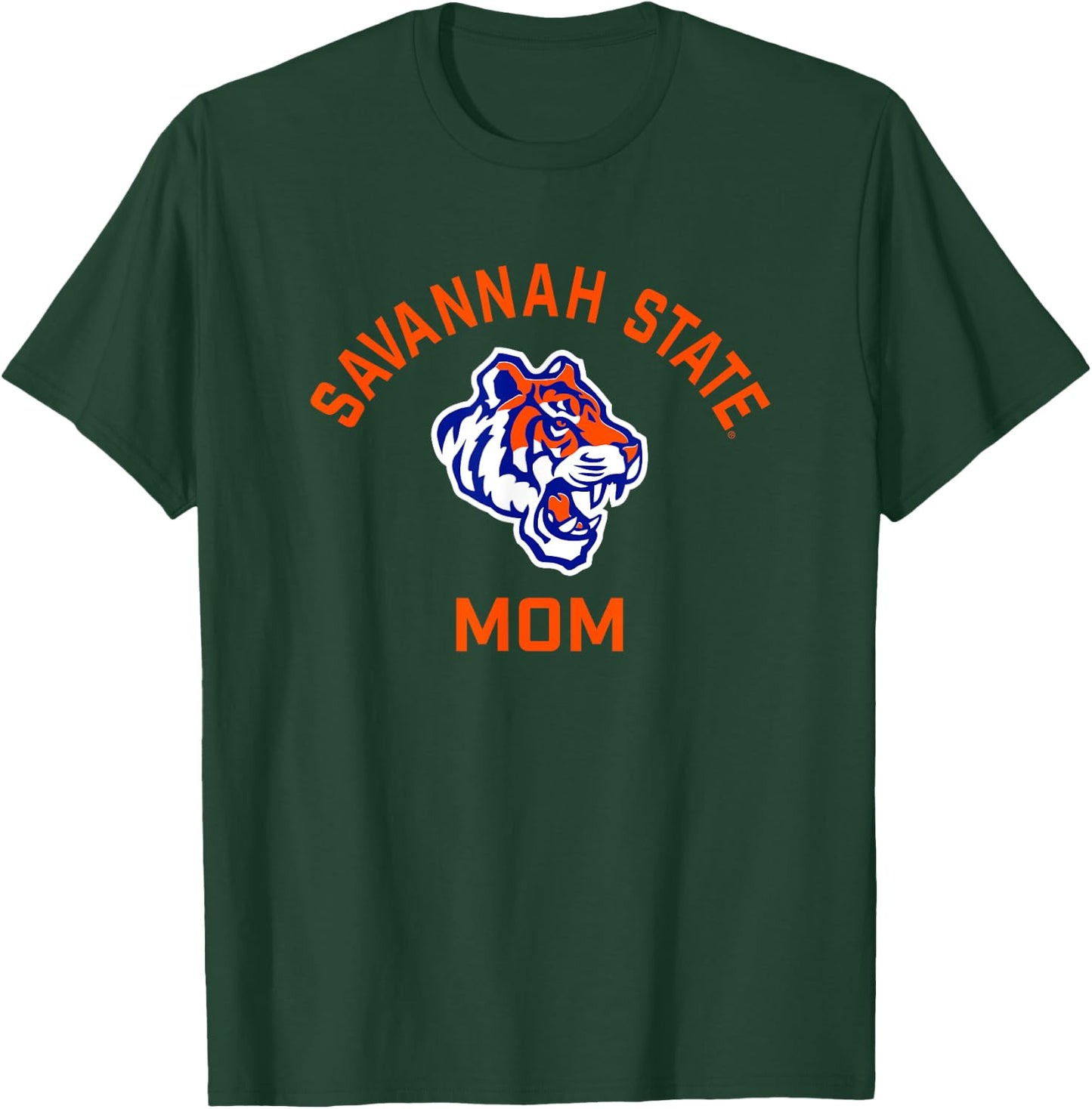 Savannah State University SSU Tigers Arched Mom T-Shirt - T-Shirt | Forest