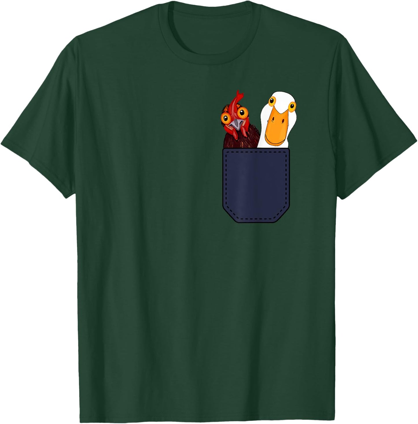 Cute Chicken and Duck in a Pocket. Chicken Farmers Animal T-Shirt - T-Shirt | Forest