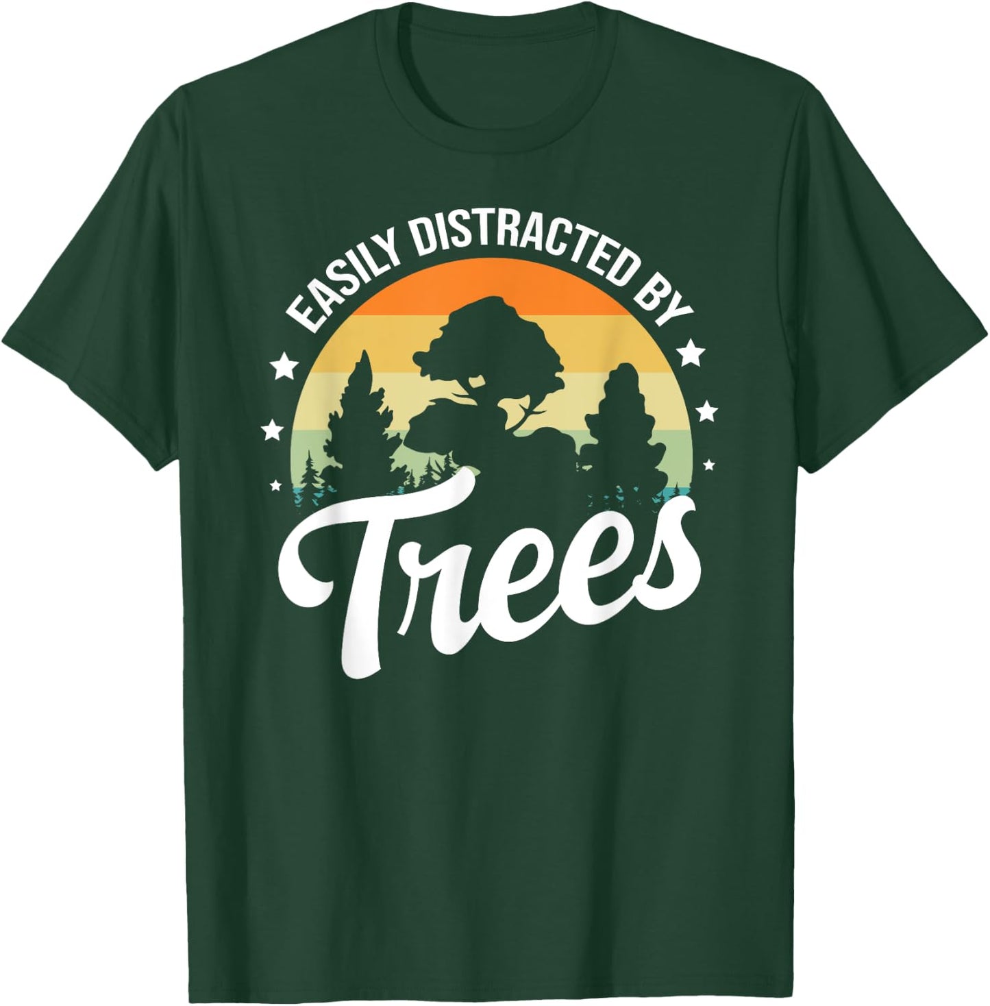 Easily Distracted By Trees women & Kids Retro Vintage Arborist Tree Lover Black Small T-Shirt - T-Shirt | Forest