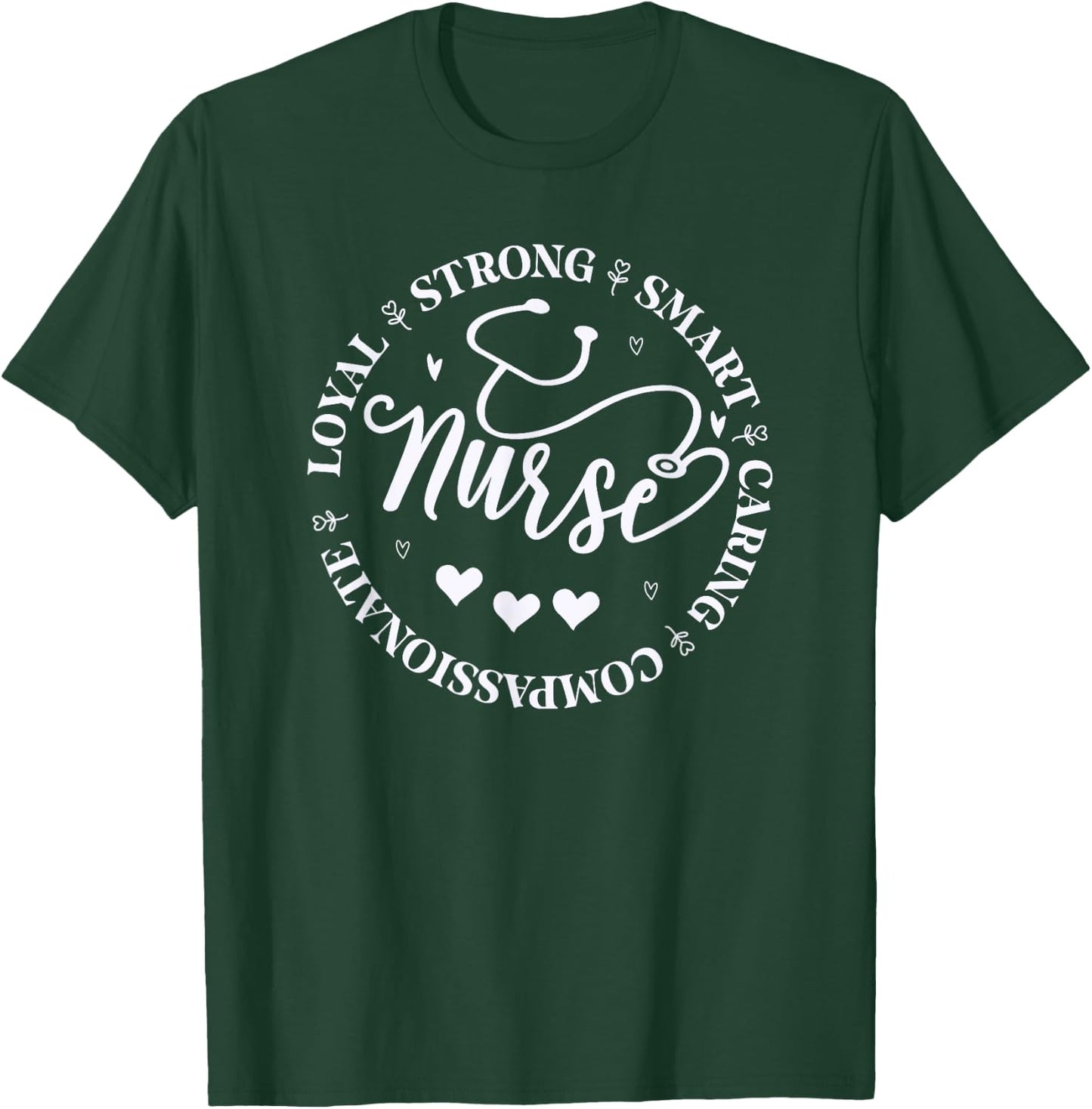 Nursing School Nurse Life funny Nurse Heart Stethoscope T-Shirt - T-Shirt | Forest