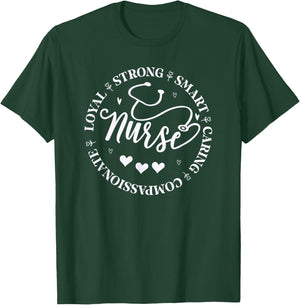 Nursing School Nurse Life funny Nurse Heart Stethoscope T-Shirt - T-Shirt | Forest