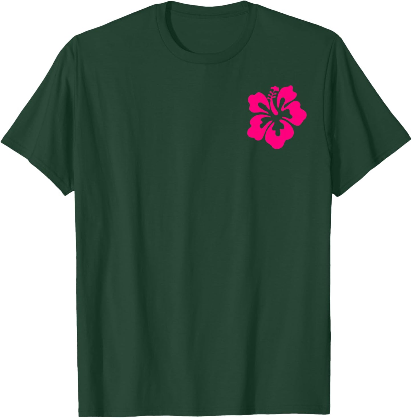 Beach Bum, FULL BACK GRAPHIC, Summer Surf Beach Hibiscus T-Shirt - T-Shirt | Forest