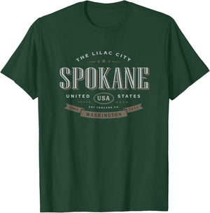 Spokane WA Washington The Lilac City Vacation Souvenir T-Shirt - T-Shirt | Forest