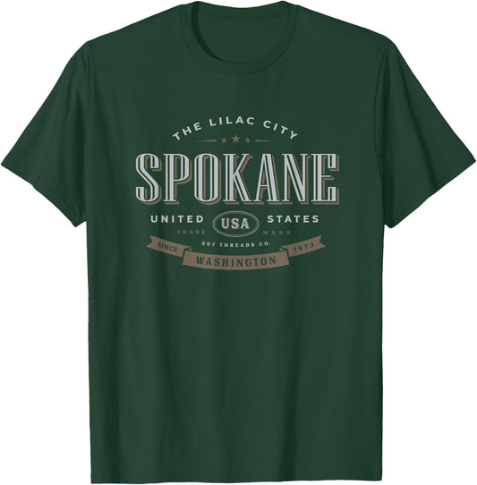 Spokane WA Washington The Lilac City Vacation Souvenir T-Shirt - T-Shirt | Forest