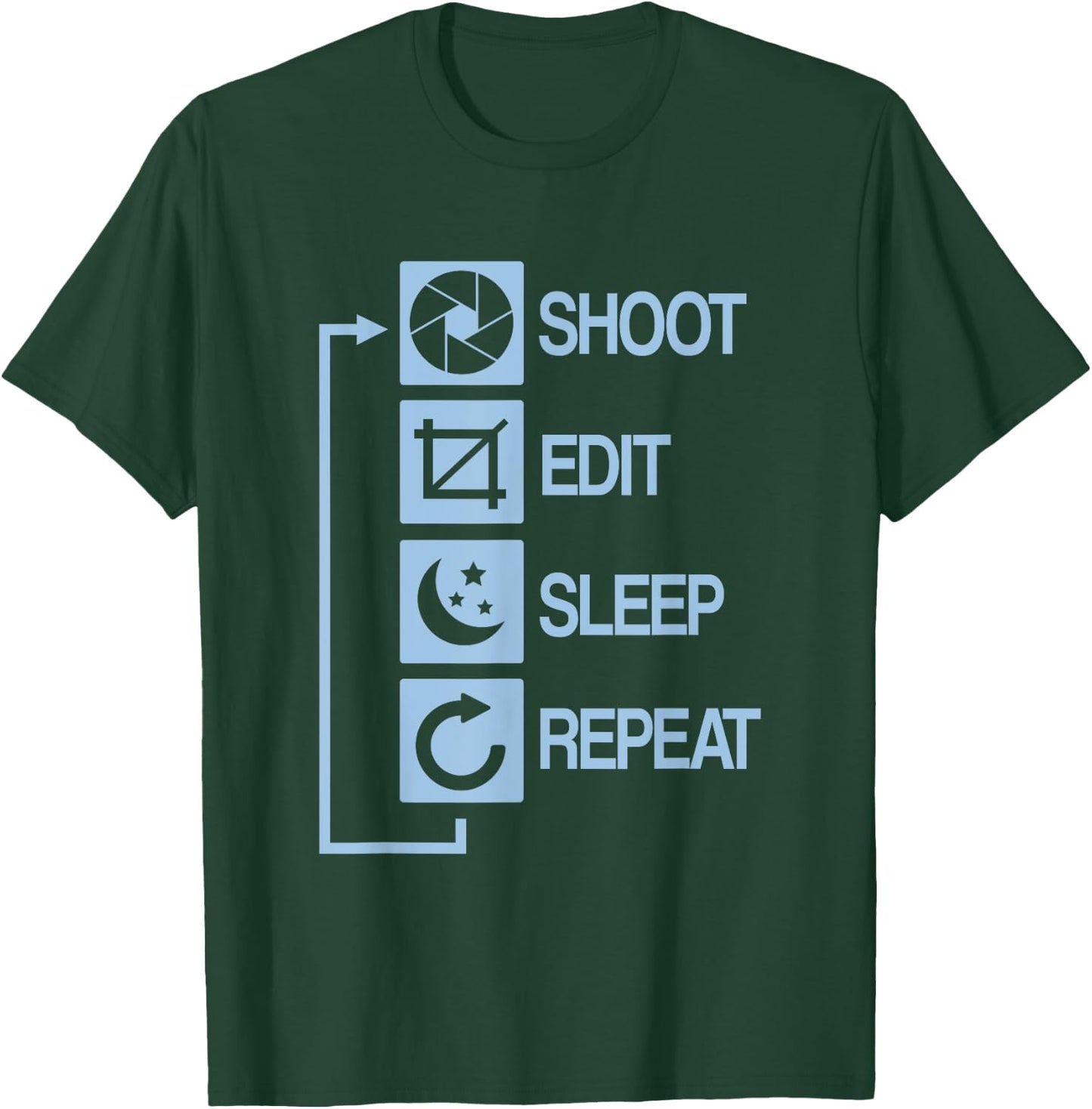 Shoot Edit Sleep Repeat Photography T-Shirt - T-Shirt | Forest