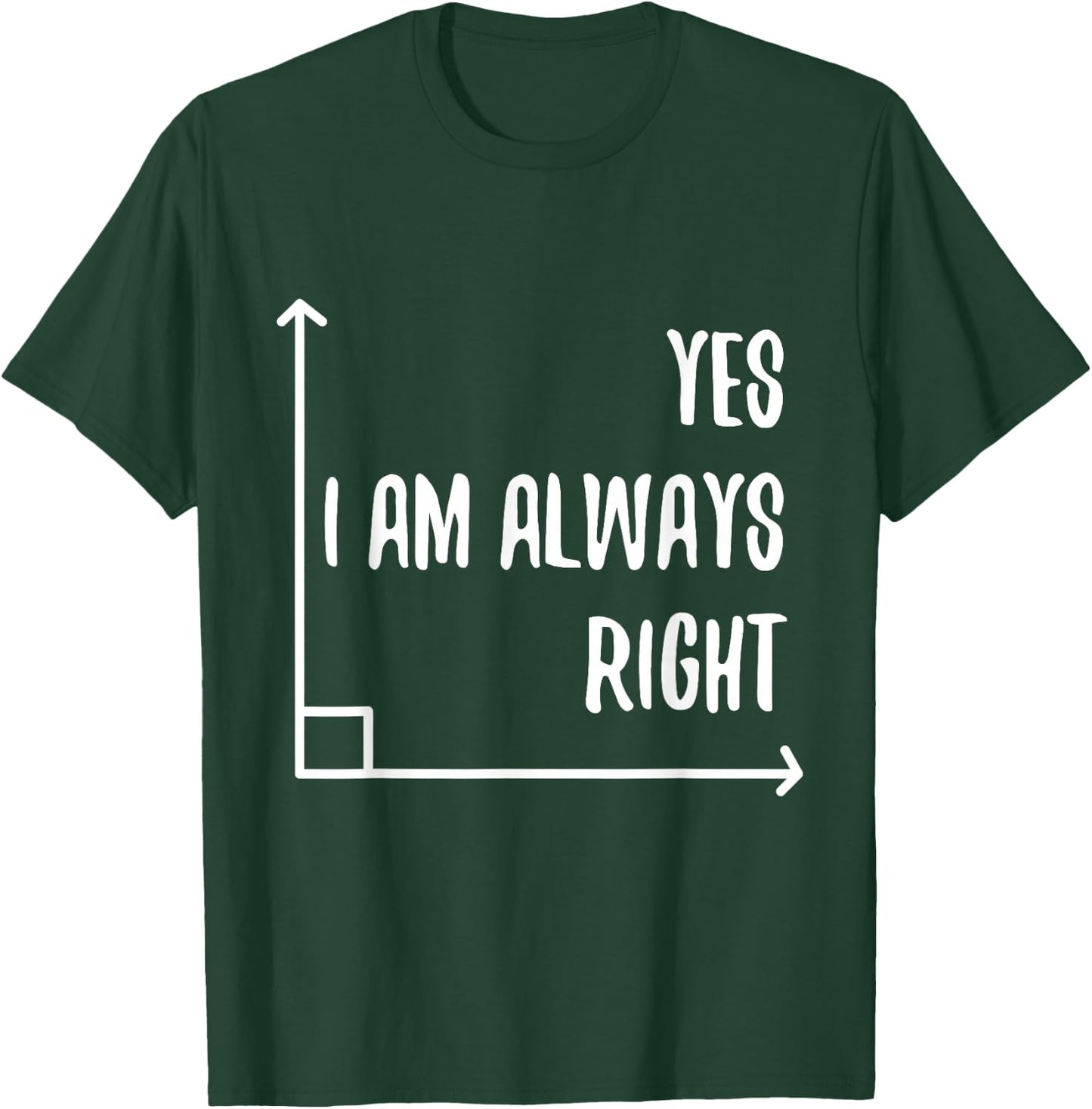 Math Pun YES I'M ALWAYS RIGHT, Angle Geometry Enthusiasts T-Shirt - T-Shirt | Forest