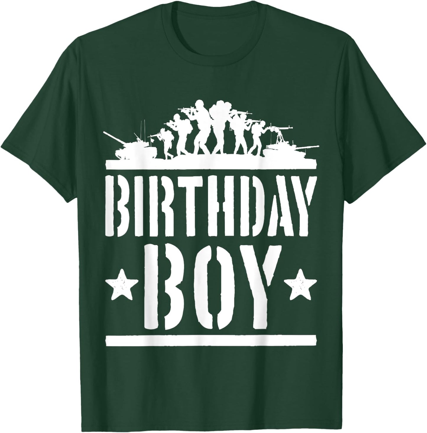 Birthday Boy Army Party Kids Present Military Fan Child T-Shirt - T-Shirt | Forest