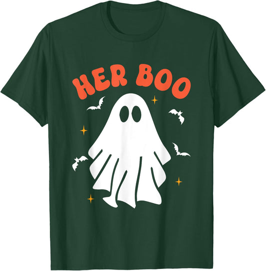 Her Boo & His Boo Funny Matching Halloween Pajama Couples T-Shirt - T-Shirt | Forest