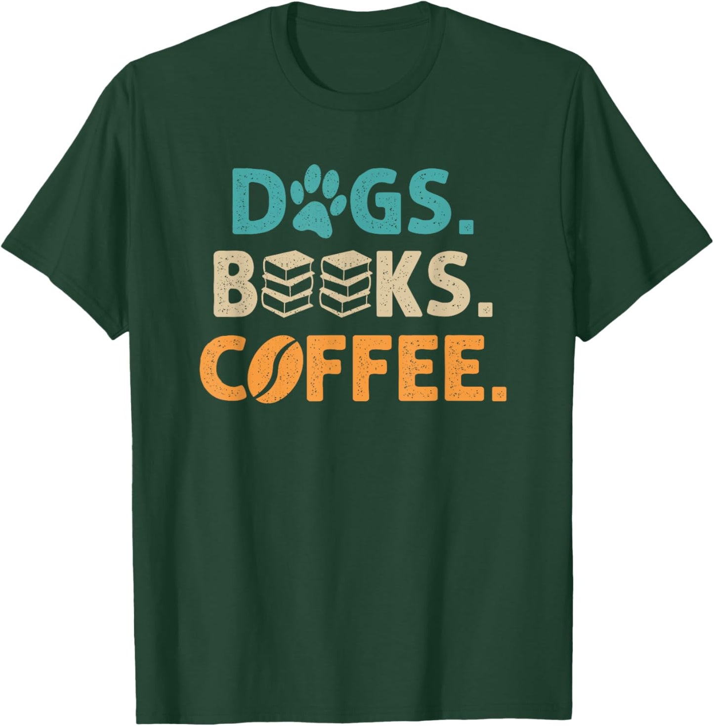 Dogs Books Coffee Funny Reading Book Lover T-Shirt - T-Shirt | Forest
