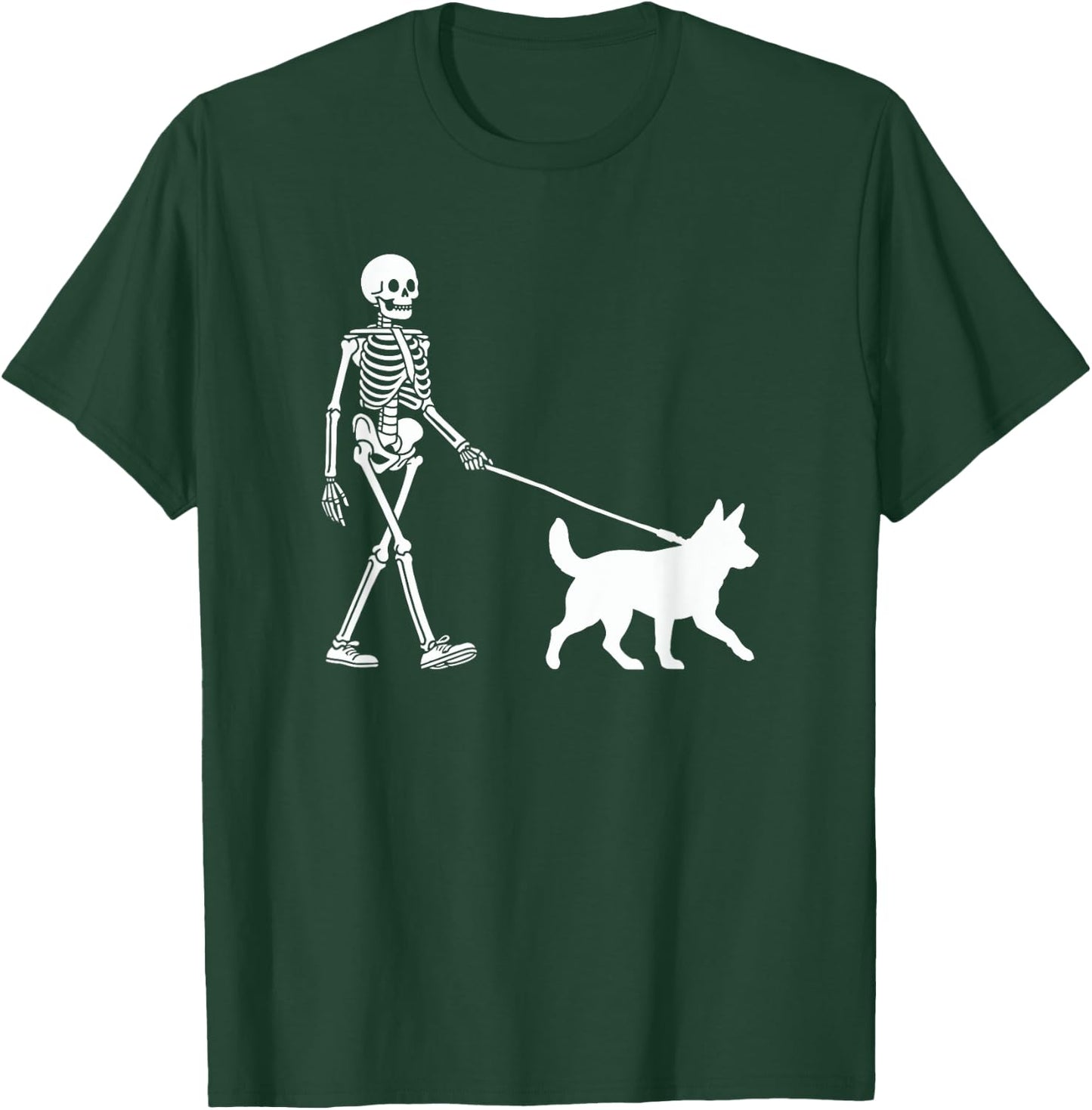 Skeleton Walking a Dog Blue Heeler Halloween Outfit Men Women Kids T-Shirt - T-Shirt | Forest
