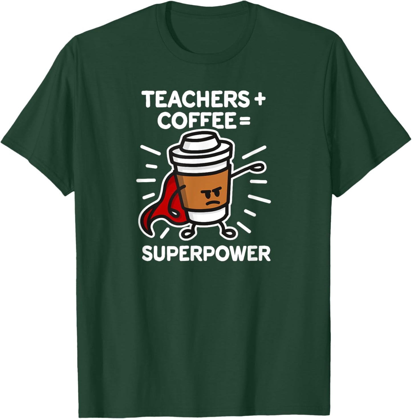 Teachers + coffee = superpower cardboard cup/mug Men Women Kids T-Shirt - T-Shirt | Forest