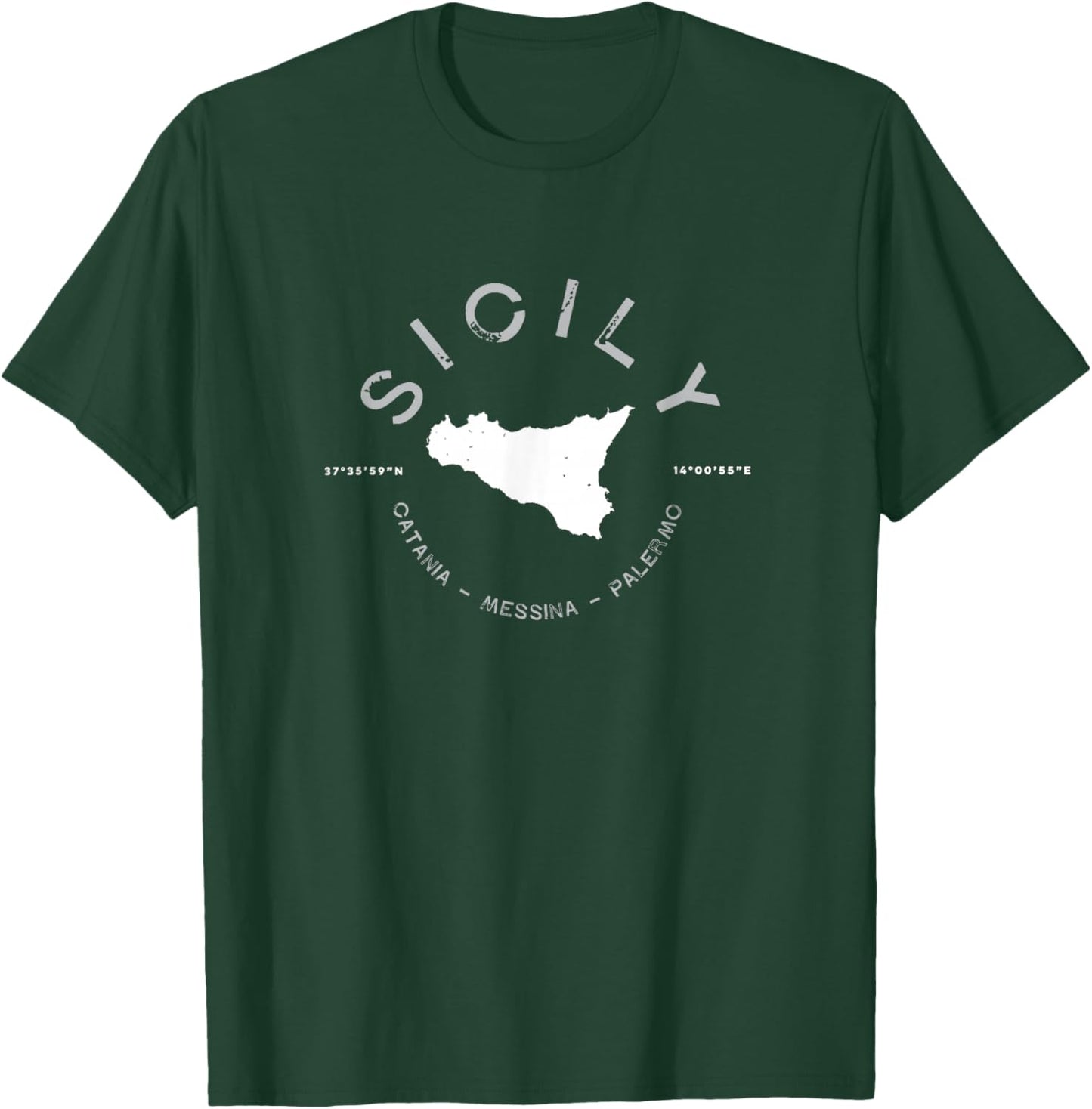 Sicily Italy Graphic Vintage Map T T-Shirt - T-Shirt | Forest