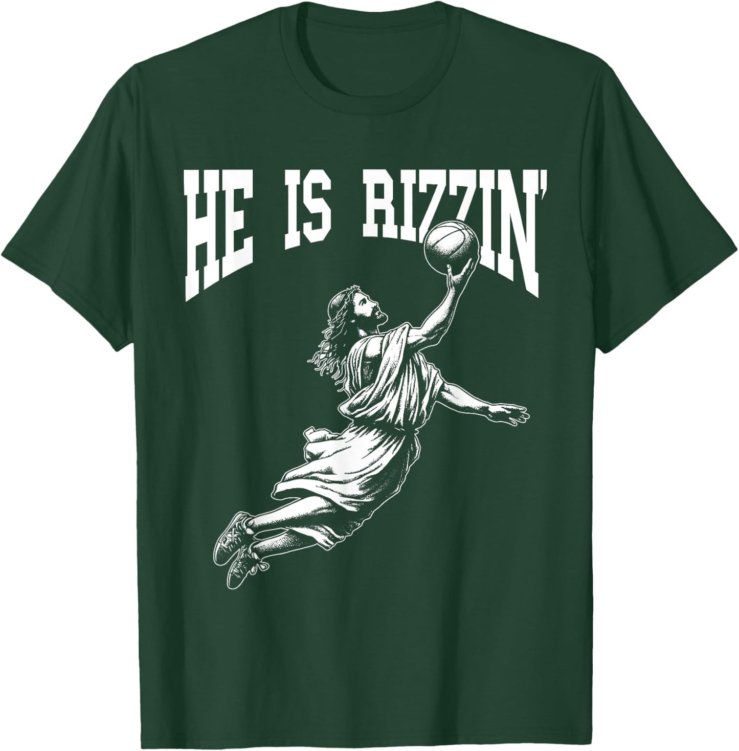 Easter Basketball He Is Rizzin' Jesus Basketball T-Shirt - T-Shirt | Forest