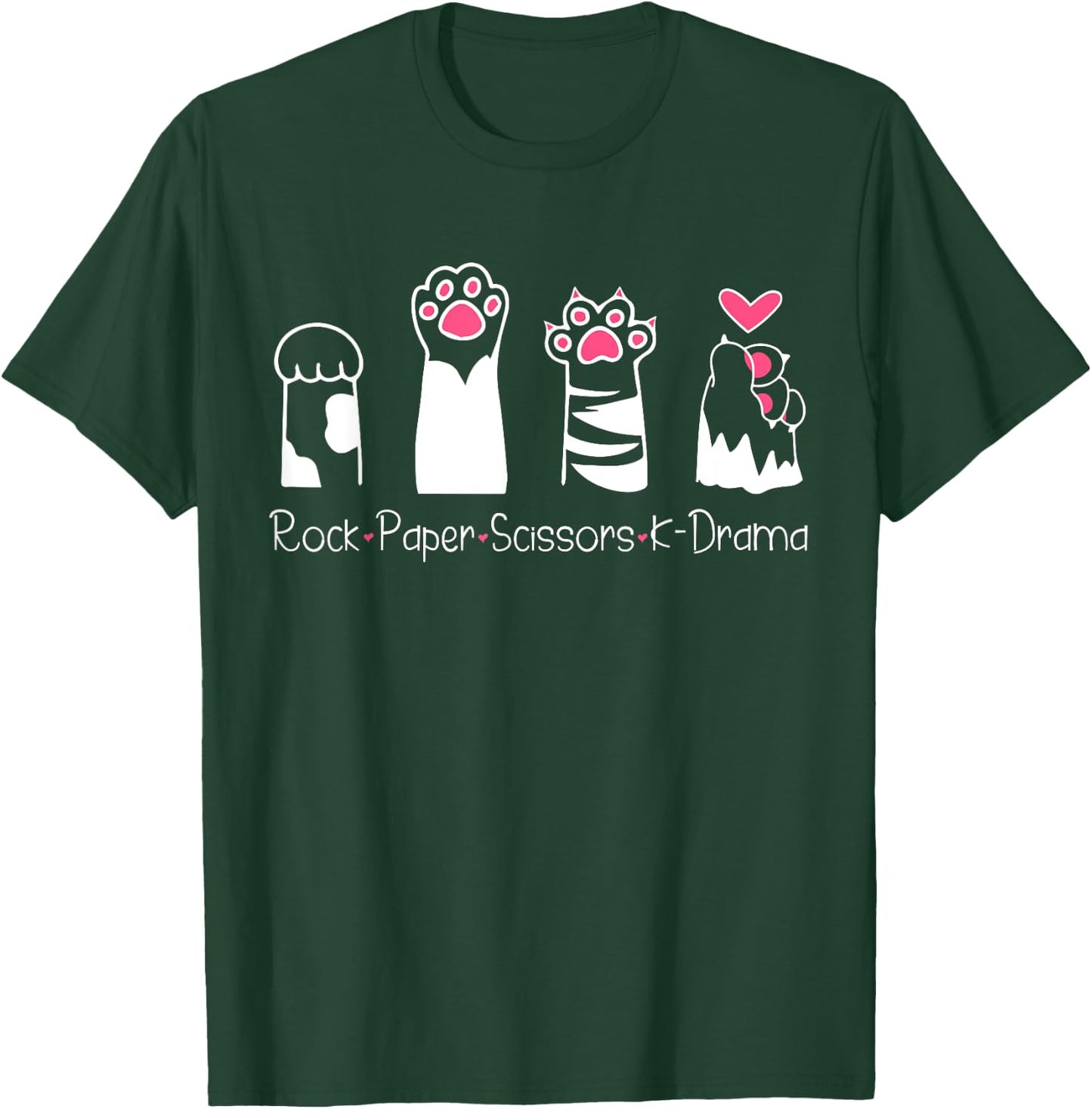 Rock Paper Scissors K-Drama Cute Paw Hand Game Funny Cat Women T-Shirt - T-Shirt | Forest