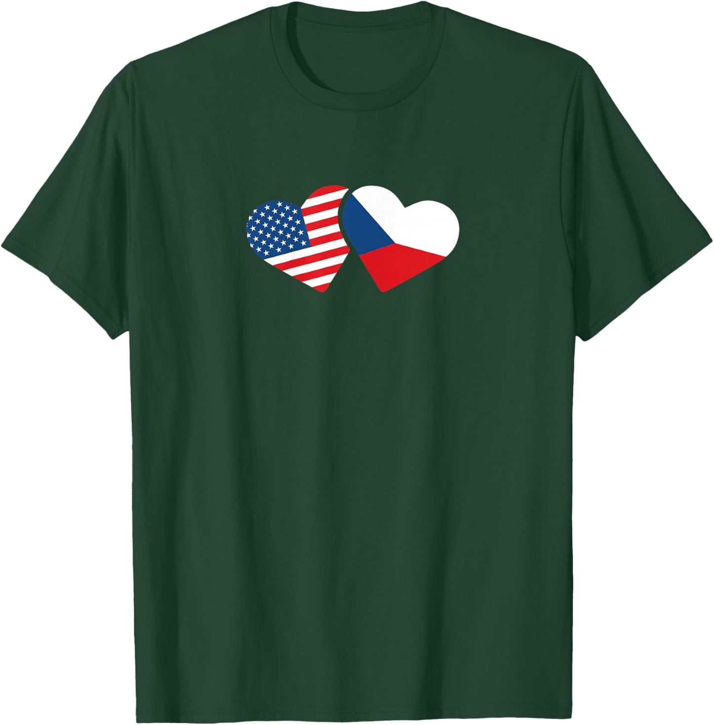 Czech Republic USA Flag T Shirt Heart Czech Americans Love T-Shirt - T-Shirt | Forest