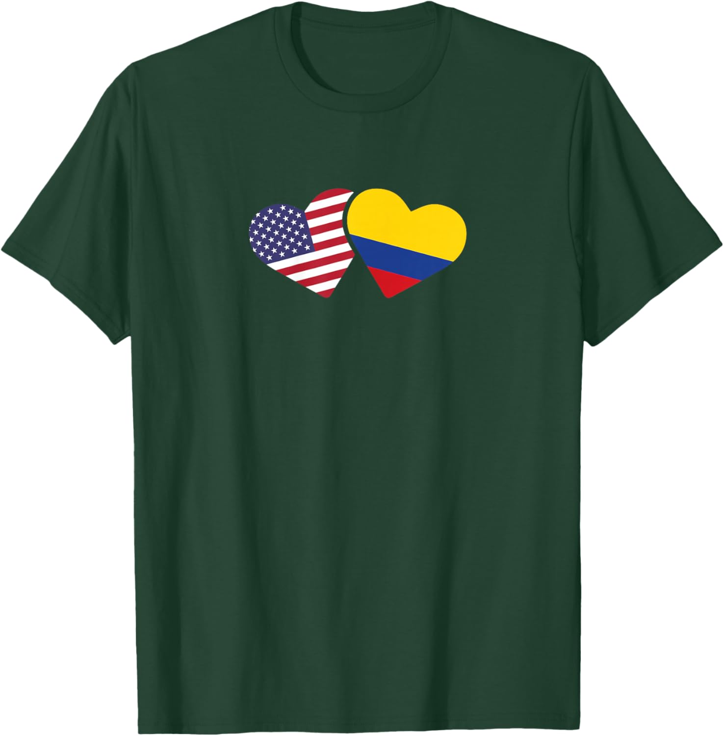 USA Colombia Flag Heart T Shirt Colombian American Love Gift T-Shirt - T-Shirt | Forest