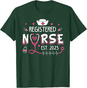 Registered Nurse Est 2025 Nursing Student RN Graduation T-Shirt - T-Shirt | Forest
